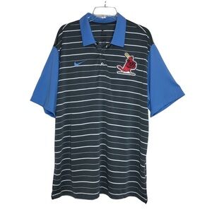 Nike Dri Fit Baseball Men's ST. LOUIS CARDINALS Gray White Blue Stripe Polo XL